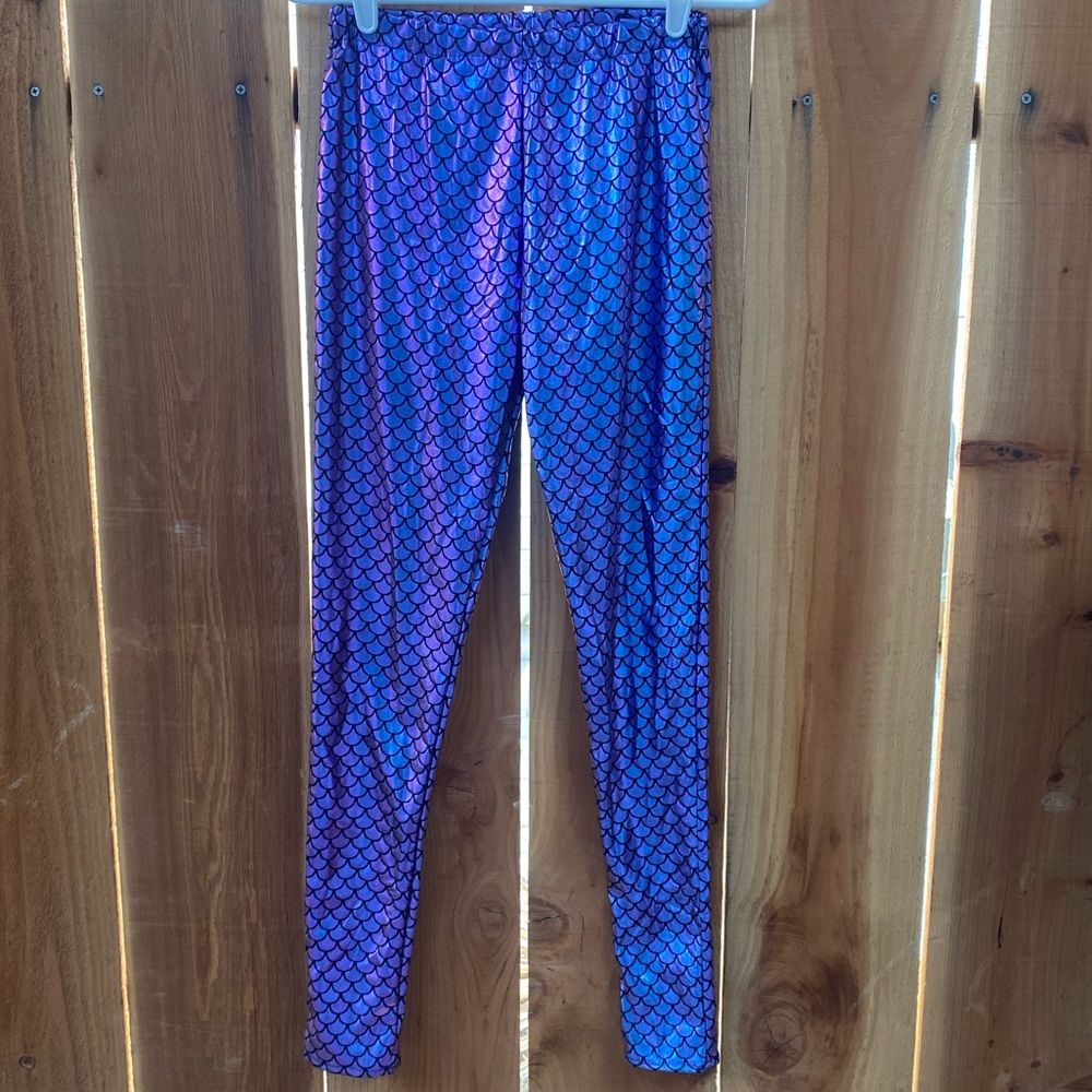Mermaid metallic print leggings high waist skinny
